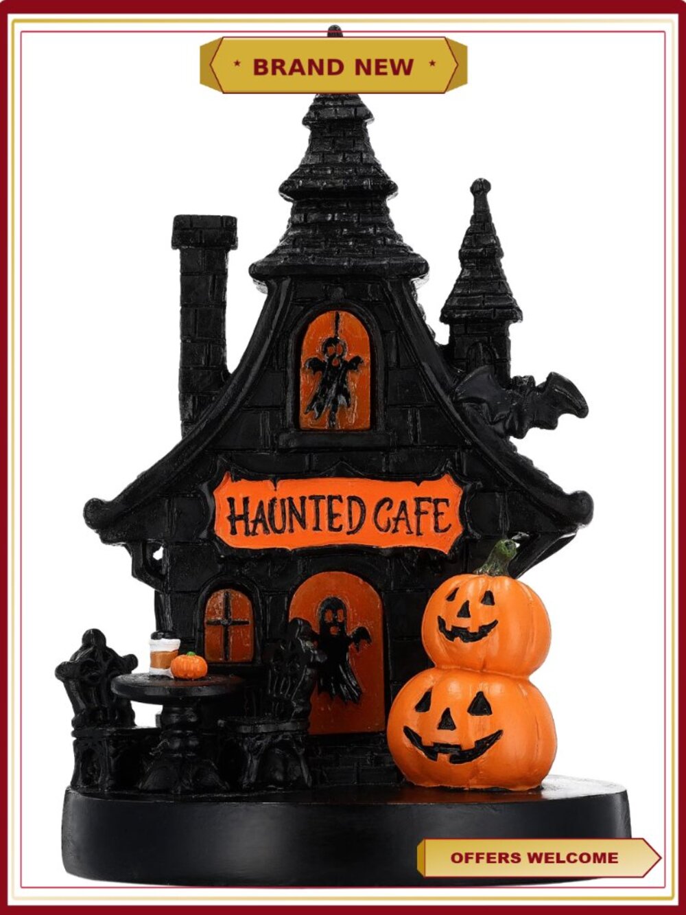 Light-Up Resin Haunted House Decoration Halloween Tabletop Village